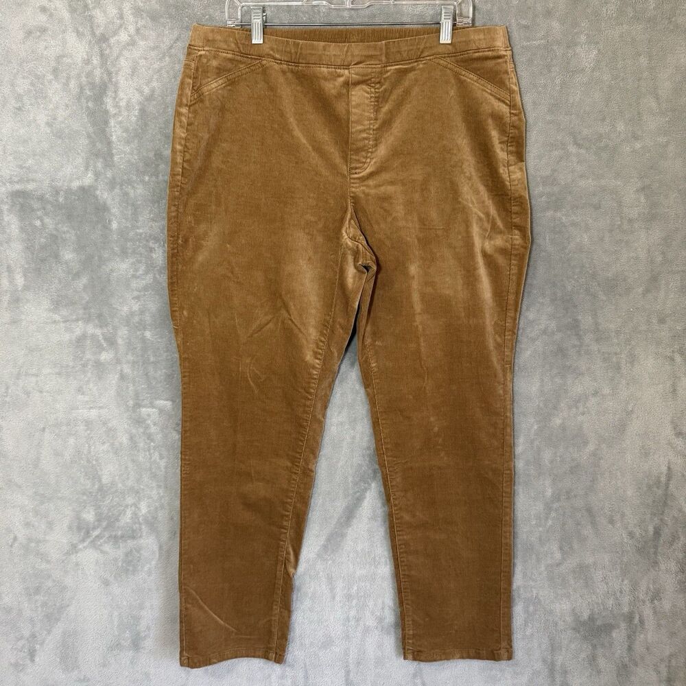 J. Jill Corduroy Pull On Pants Womens Size L Brown Beige Tan Camel Preppy